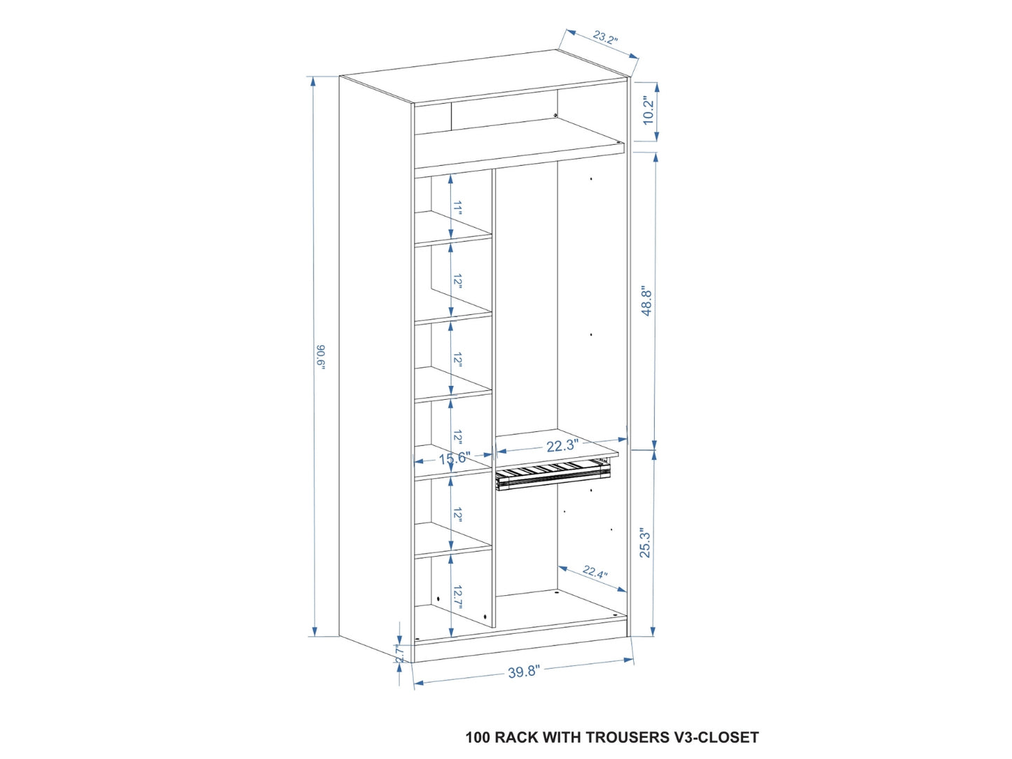 100 Rack With Trousers V3 Closet
