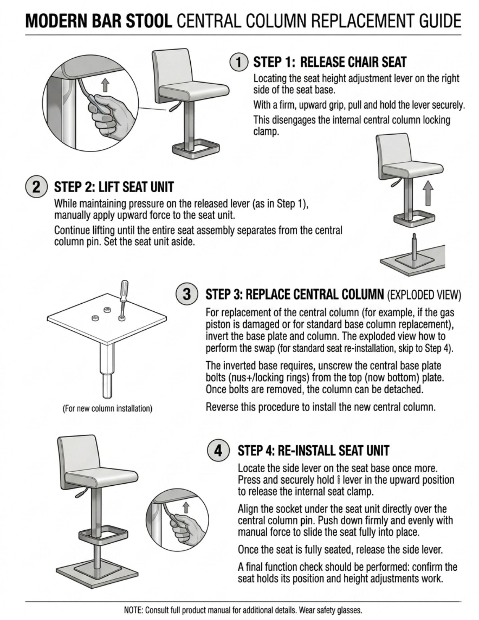 Replacement Gas Lift Cylinder Vittoria Collection