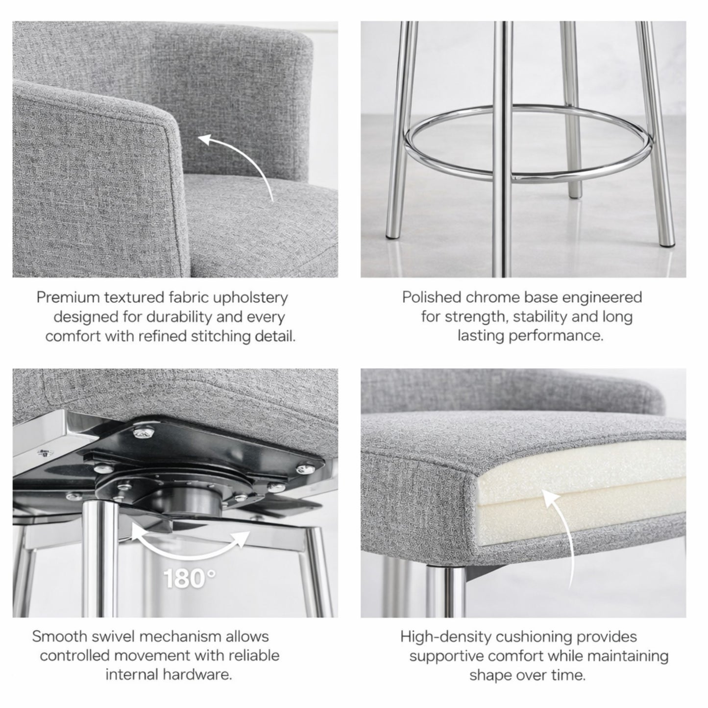 SUZZIE BAR STOOL | GRAY