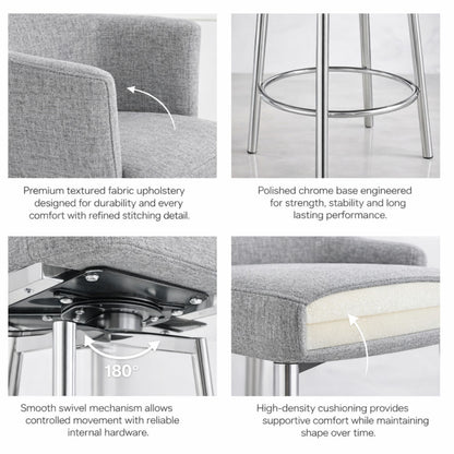 SUZZIE BAR STOOL | GRAY