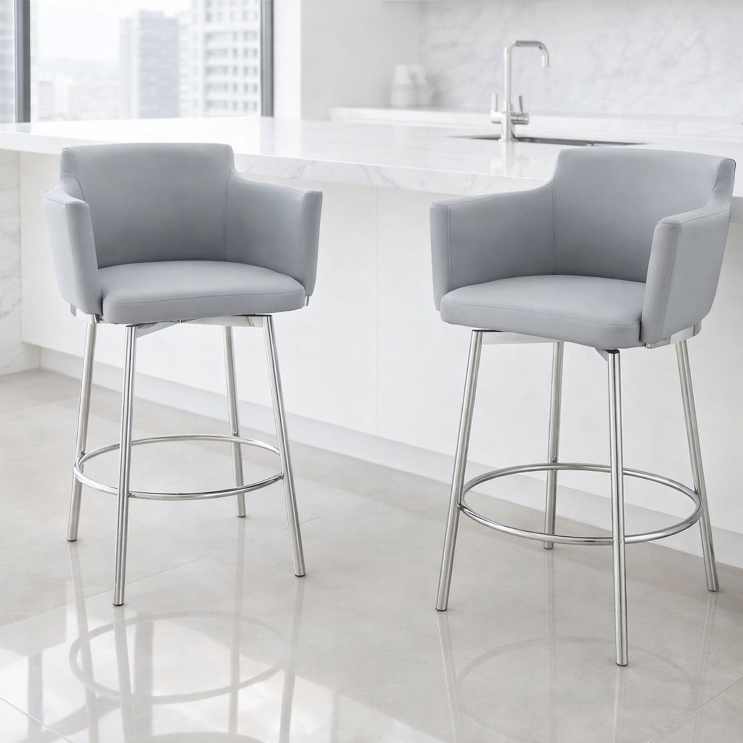 SUZZIE BAR STOOL | LIGHT GRAY