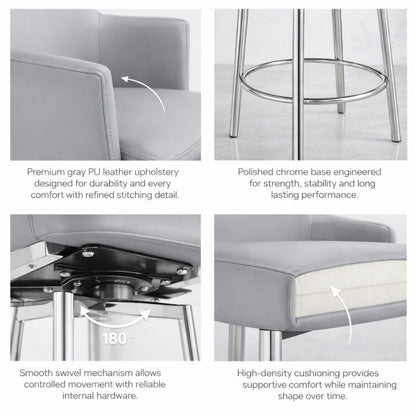 SUZZIE BAR STOOL | LIGHT GRAY