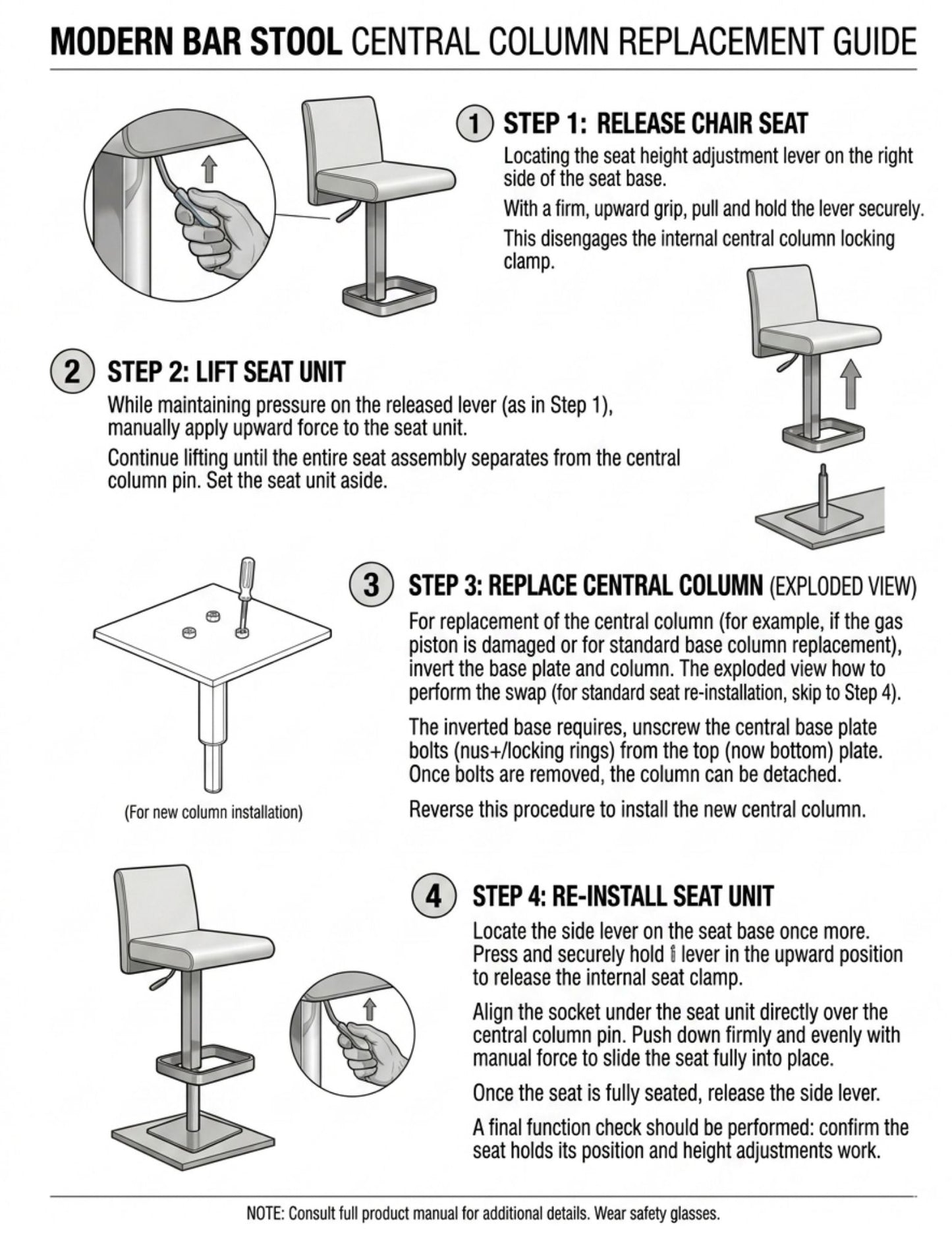 Replacement Gas Lift Cylinder Vittoria Collection