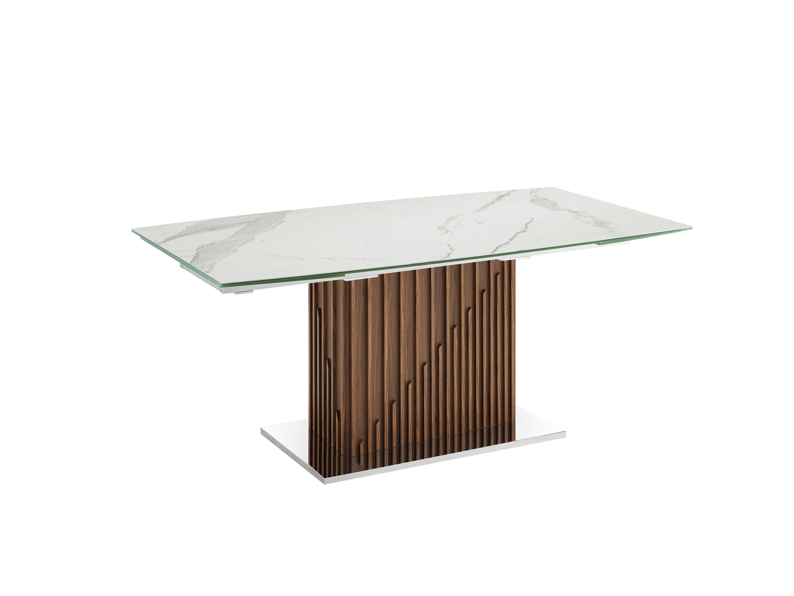 Moon XL motorized dining table with walnut base and rectangular